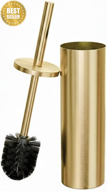 Premium Stainless Steel Toilet Brush & Holder - 360° Deep Cleaning, Slim Design