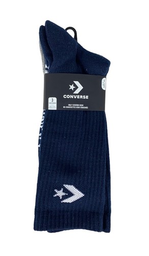 НОВЫЕ мужские носки Converse Half Cushion Crew, 3 пары, синие, серые, зеленые, размер 6–12