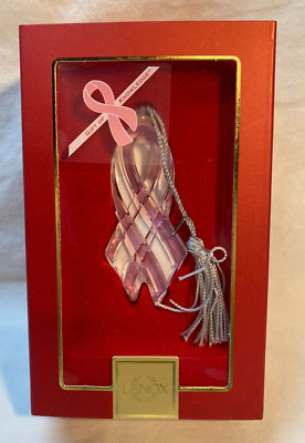 Lenox Breast Cancer Ribbon Gift of Knowledge Ornament with Original Box