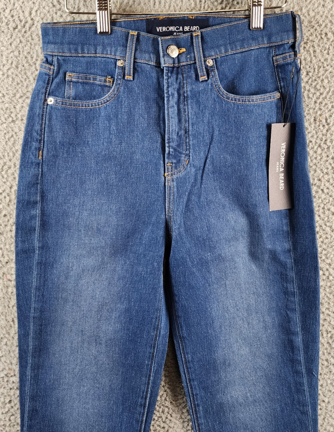 Veronica Beard Carson High Rise Ankle Flare Jeans Women's 27 Cornflower Button~ - Picture 4 of 14