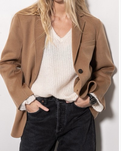 Pre-owned Anine Bing Quinn Blazer Size Small In Beige