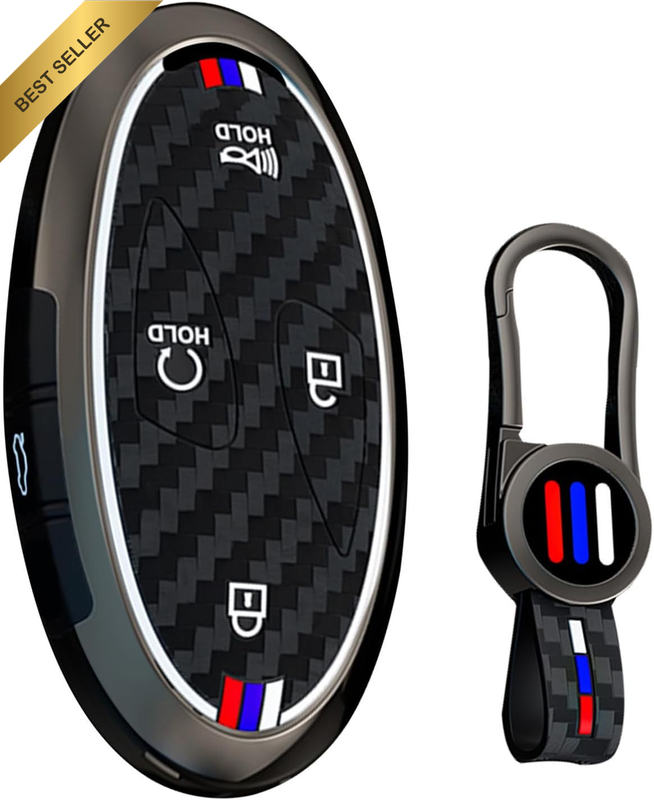 Carbon Texture Key Cover Luminous Strip Car Key Case Fit for Hyundai Ioniq 6 Gra