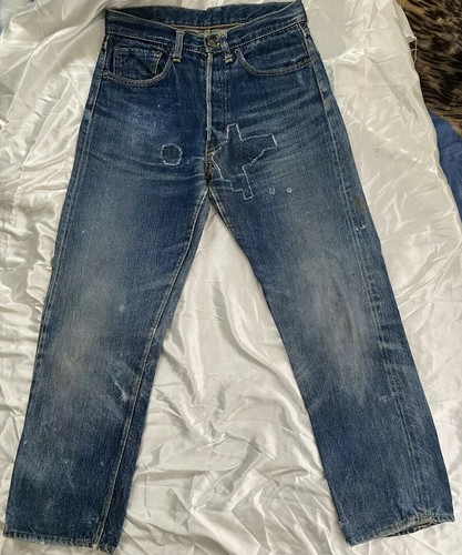 VTG 1950s-60s Levis 501 Big E Selvedge Jeans Hidden Rivets Size 28x26 USA