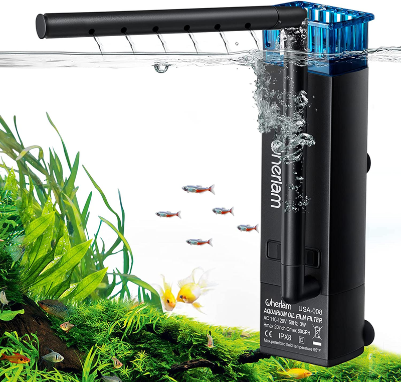 CHERLAM Aquarium Surface Protein Skimmer,3W Fish Tank Protein Skimmer,3 in 1 Aqu