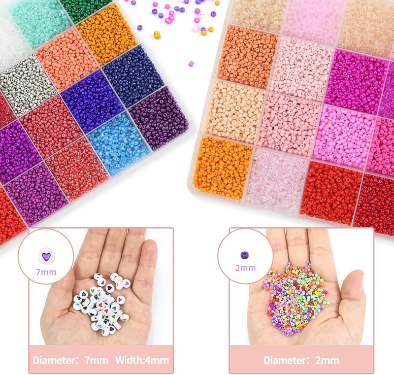 50600pcs 96 Colors 2mm Glass Seed Beads for Jewelry Making Kit, 300pcs Letter Be