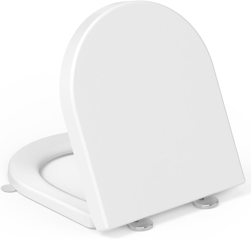 YEAUPE PRO D Shaped Toilet Seat Soft Close, White Duroplast Universal Seats