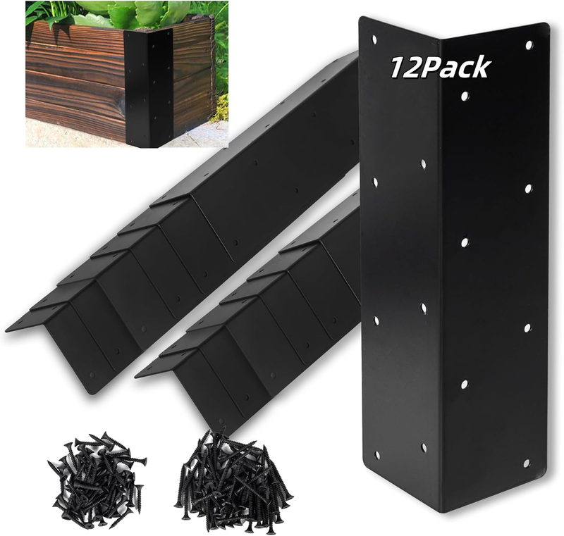 12 Pcs Raised Garden Bed Corner Brackets for 12-24 Inch Planter Box
