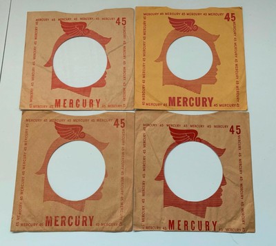 Mercury Records Company Sleeves 45 RPM Winged Hat Lot of 4