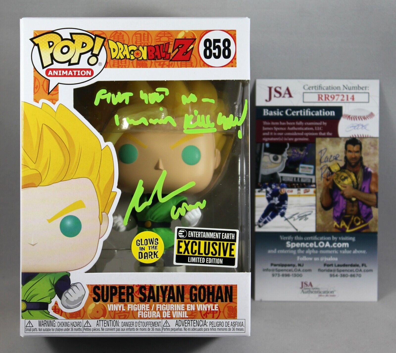 KYLE HEBERT SIGNED SUPER SAIYAN GOHAN GITD FUNKO POP FIGURE KYLE HEBERT SIGNED SUPER SAIYAN GOHAN GITD FUNKO POP FIGURE