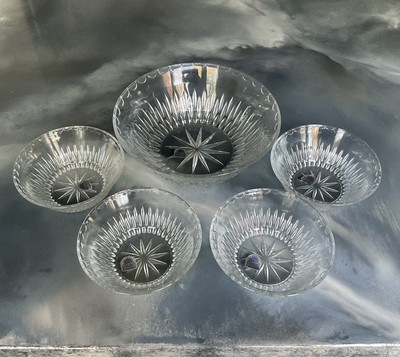 Princess House Highlights In Crystal Salad Bowl Set 805 Set Of 5 Bowls 1987