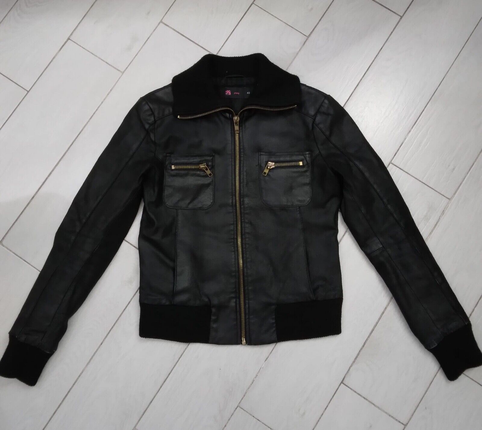 OVS Genuine Leather Jacket Used Women BLACK Size 42 XYC1053L OVS Genuine Leather Jacket Used Women BLACK Size 42 XYC1053L