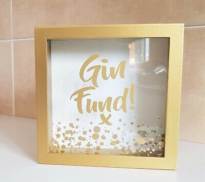 Gin Fund Money Box Coins Penny Cash Savings Square Piggy Bank Storage Gold