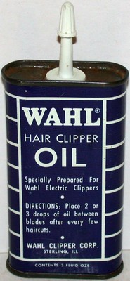 Vintage tin WAHL HAIR CLIPPER OIL hand oiler shape Sterling Illinois excellent++