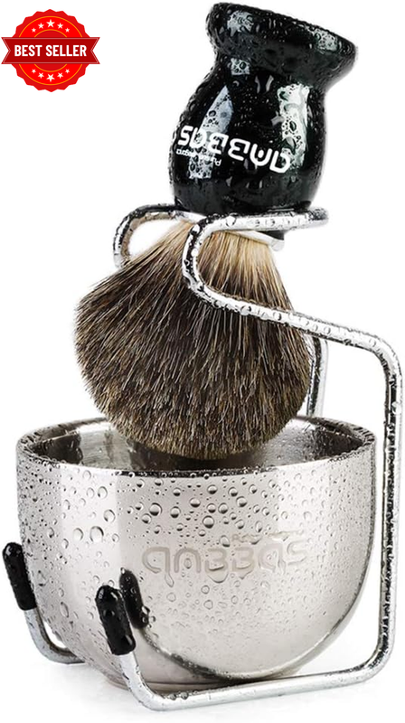 3IN1 Shaving Brush Set,With Bowl and Stand for Men Traditional Shave(Black)