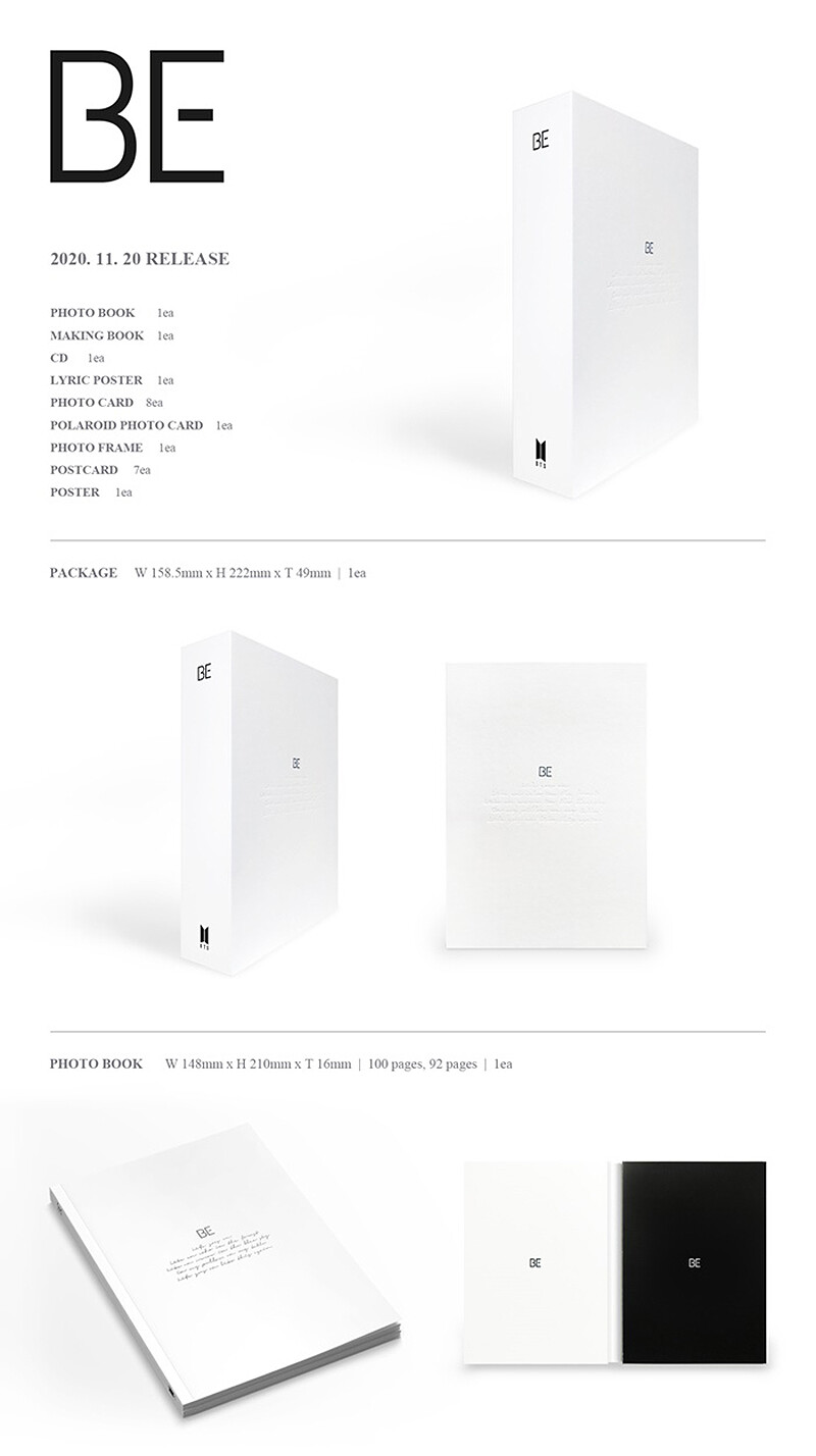 BTS [BE] Deluxe Edition Album CD+2 Book+2 Poster+16 Photo