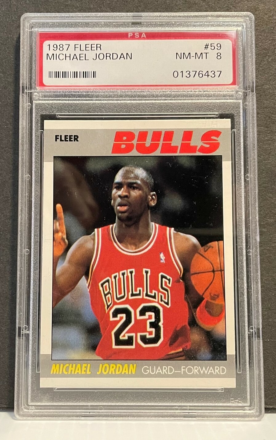1987 Fleer Basketball MICHAEL JORDAN Card #59 (PSA 8 1987 Fleer Basketball MICHAEL JORDAN Card #59 (PSA 8