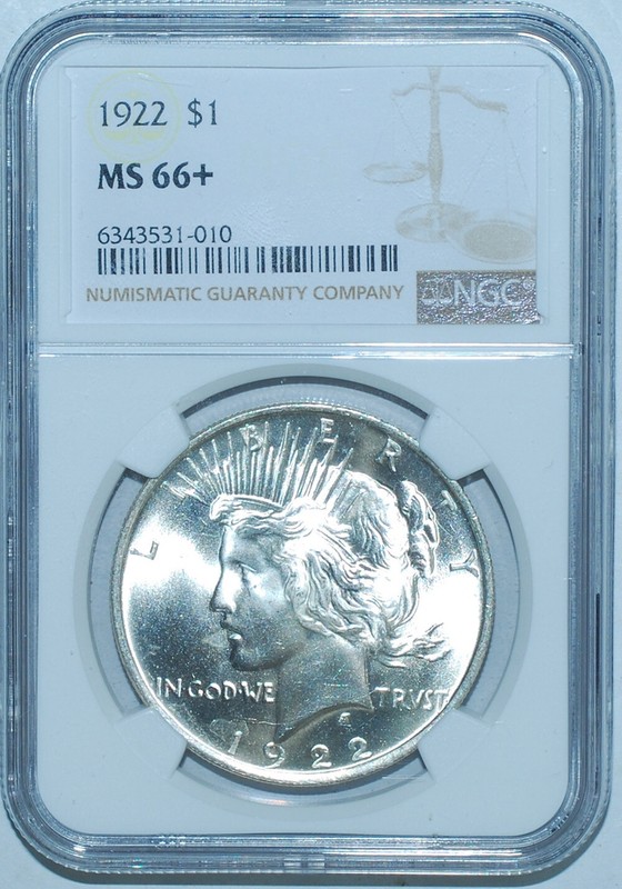 1922 P NGC MS66+ Peace Silver Dollar