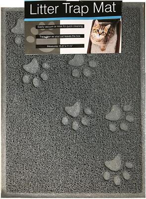 Gray Cat Litter Trap Mat Non Slip Backing Dirt Catcher Soft Paws Easy Clean