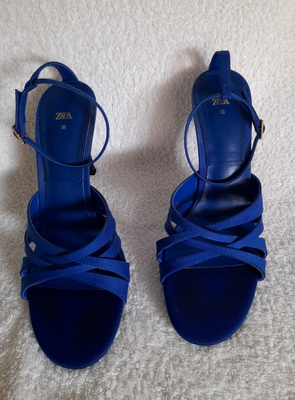 Zara blue cheap strappy heels