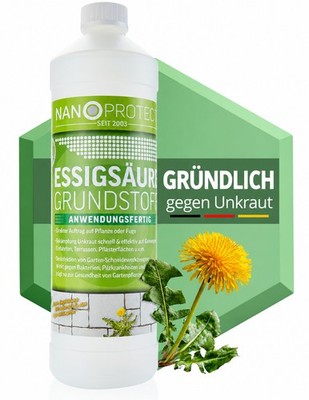 Essigsäure Grundstoff - Unkrautvernichter - 1 L mit Spritzeinsatz - Acetum Essig