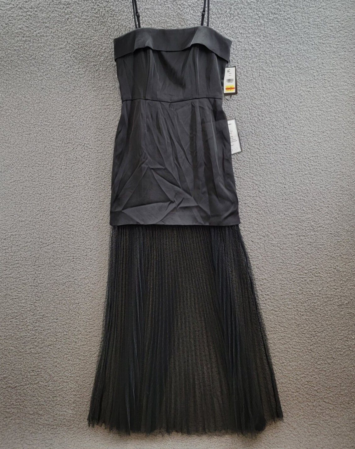 Taylor Corset-Style Bubble-Hem Dress Women's 8 Black Square Neck Back Zipped - Picture 2 of 16