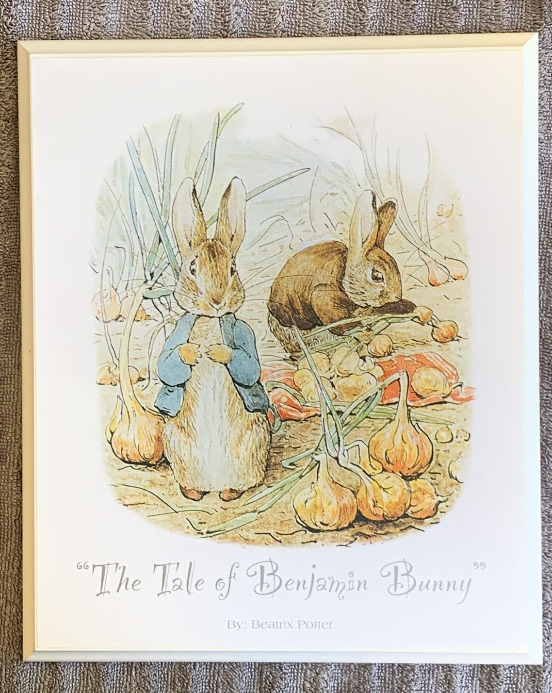 The Tale of Benjamin Bunny Wooden Art Print Beatrix Potter 8x10