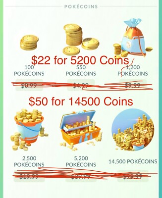 Pokémon Go Coins - Poke Coins Cheap Pokecoins 5200 Coins, 14500 Coins