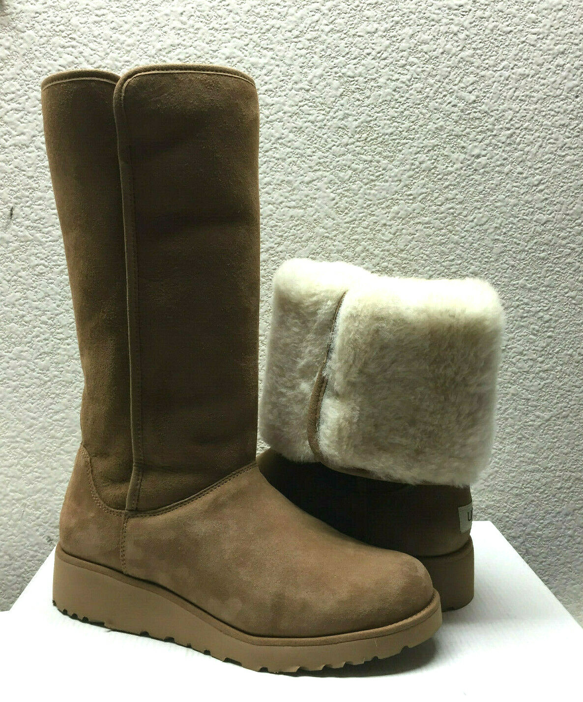 Pre-owned Ugg Kara Classic Tall Slim Chestnut Suede Wedge Boot Us 10 / Eu 41 / Uk 8.5 In Brown