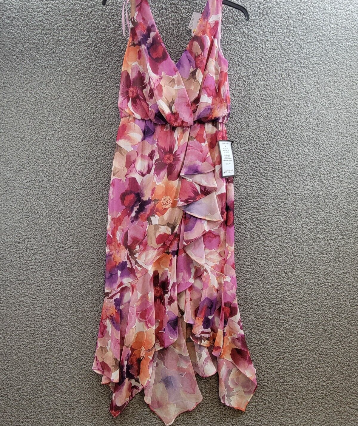 X by XSCAPE Floral Blouson Midi Dress Women's 6 Multi V-Neck Back Zip Closure - Picture 2 of 16