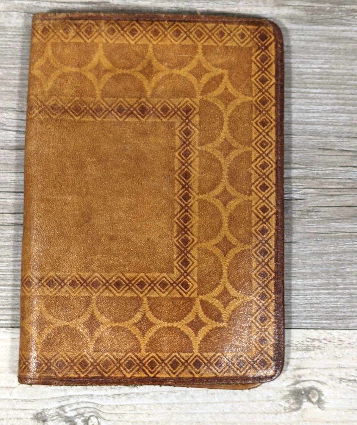 Brown Leather Decorative Patterned Document Card Holder