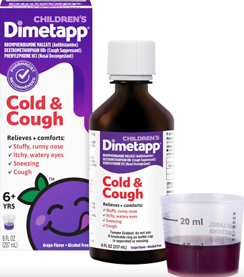 2 Pack DIMETAPP CHILDRENS COLD & COUGH GRAPE 8oz FL EXP. 2/26 Allergy Support