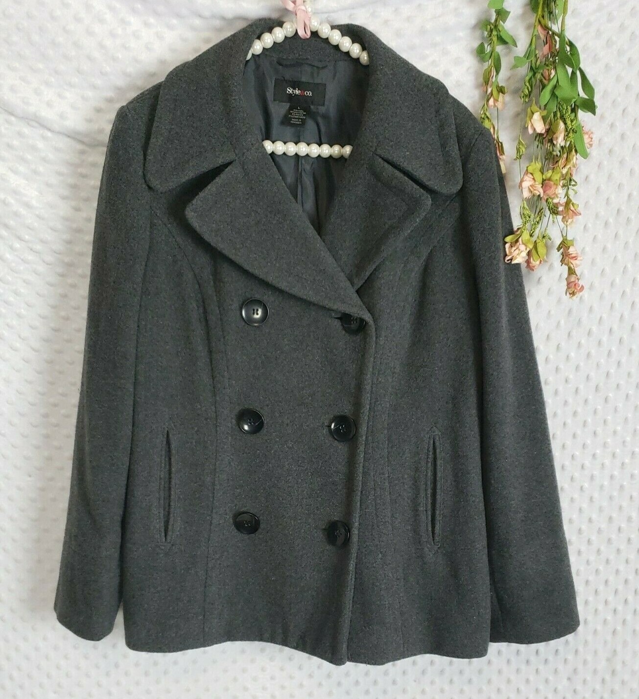 コルニエWOOL DOUBLE CLOTH PEA COAT TOP GRAY Double-sided