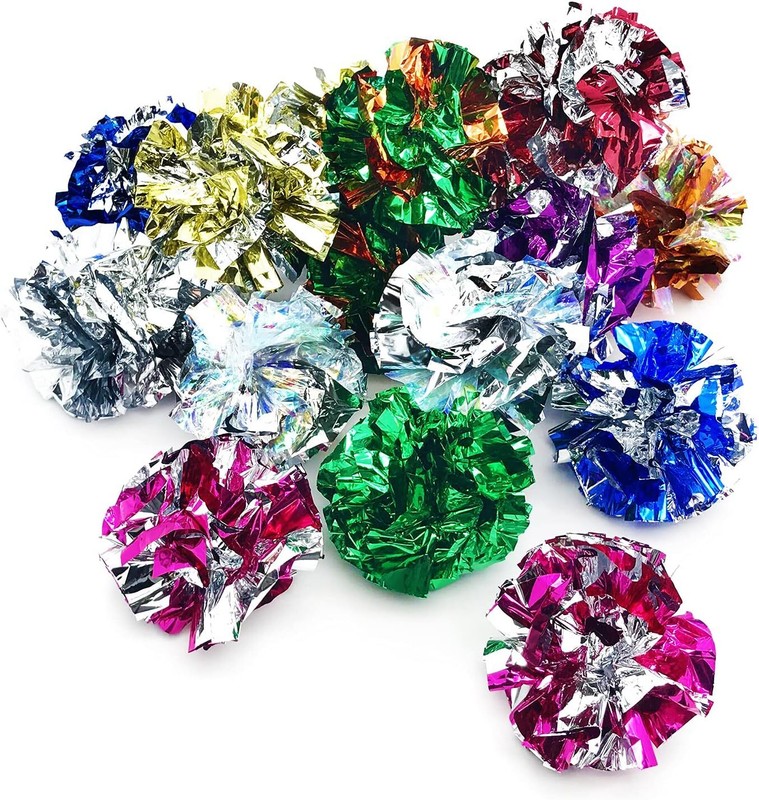 20Pack Crinkle Balls Cat Toys, 6cm/2.36 Inches Large Mylar Crinkle Balls10 Color