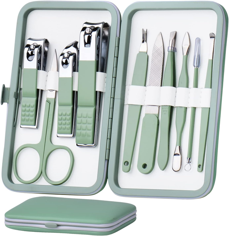 Manicure Set 10 in 1 Stainless Steel, Nail Clippers Scissors Pedicure Tools Kit