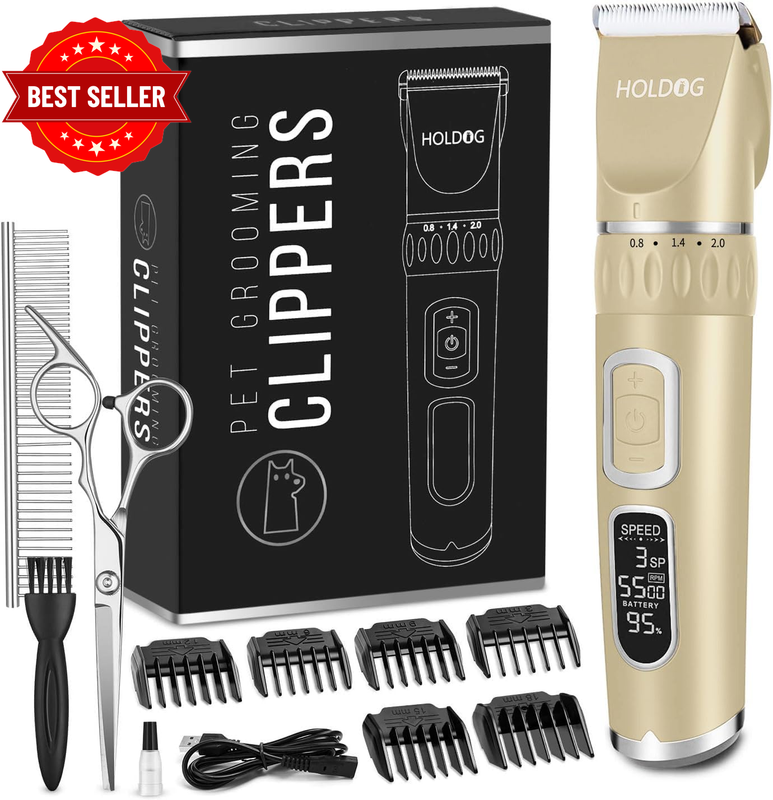 Dog Clippers 3-Speed Low Noise Cordless Pet Grooming Tools for Small & Large Pet