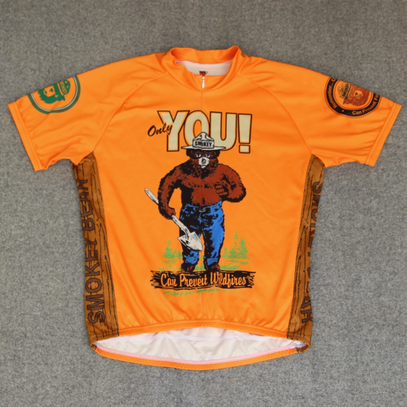 Smokey The Bear Retro Cycling Jersey Mens XL Orange ONLY YOU