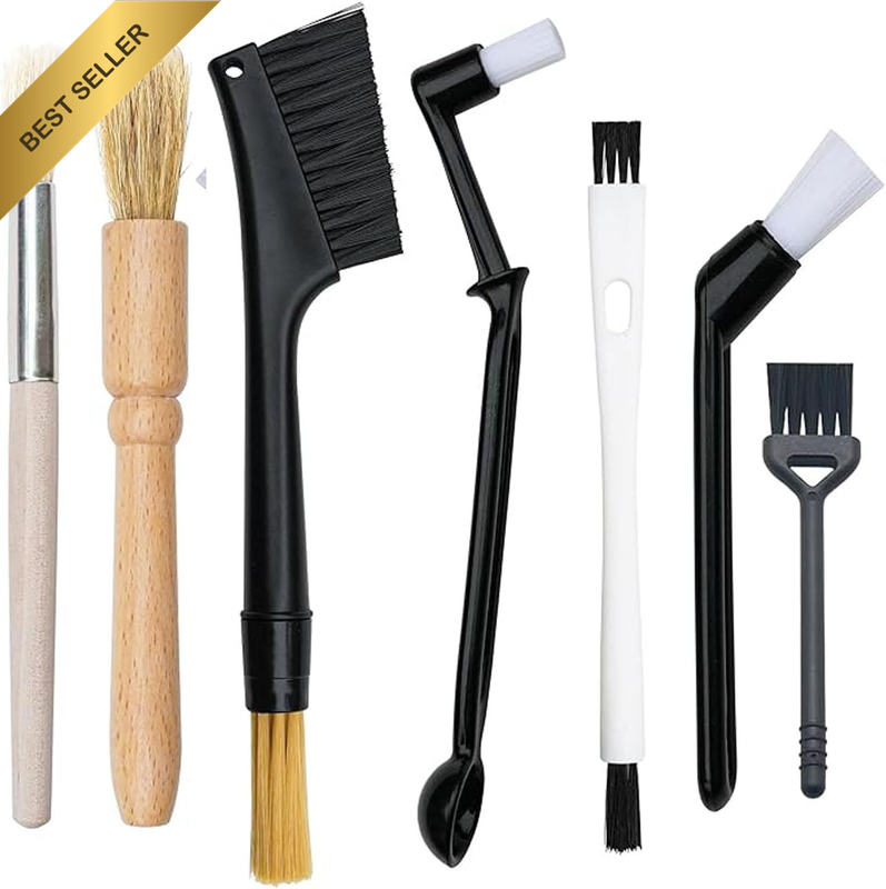 7Pcs Coffee Grinder Cleaning Brush Set, Wood Handle & Nylon Espresso Brushes