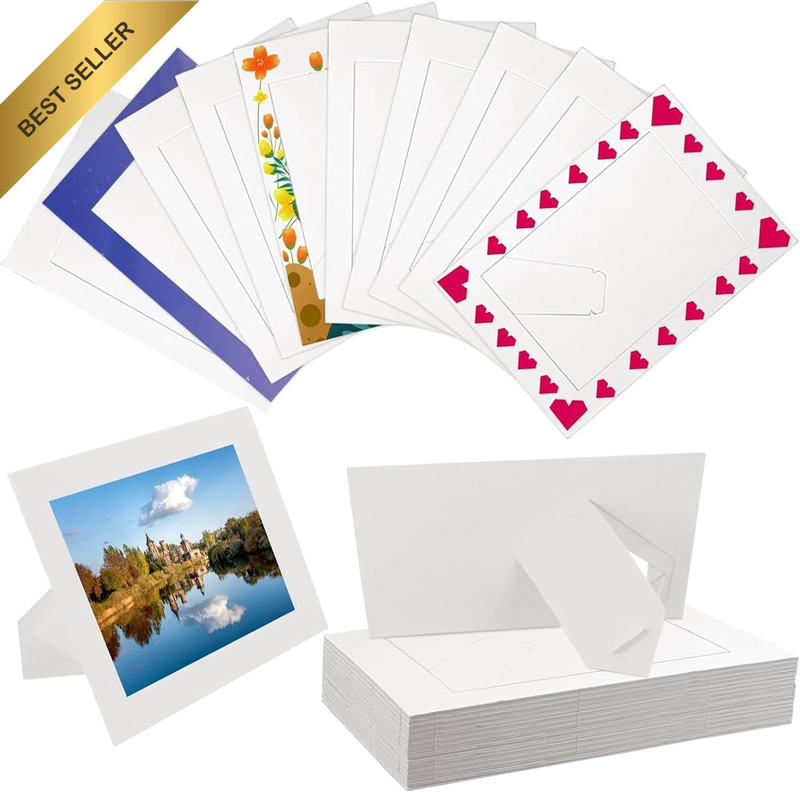 30 Pack Photo Frames Standing White Cardboard Photo Frames for 4 X 6Inch Photos,