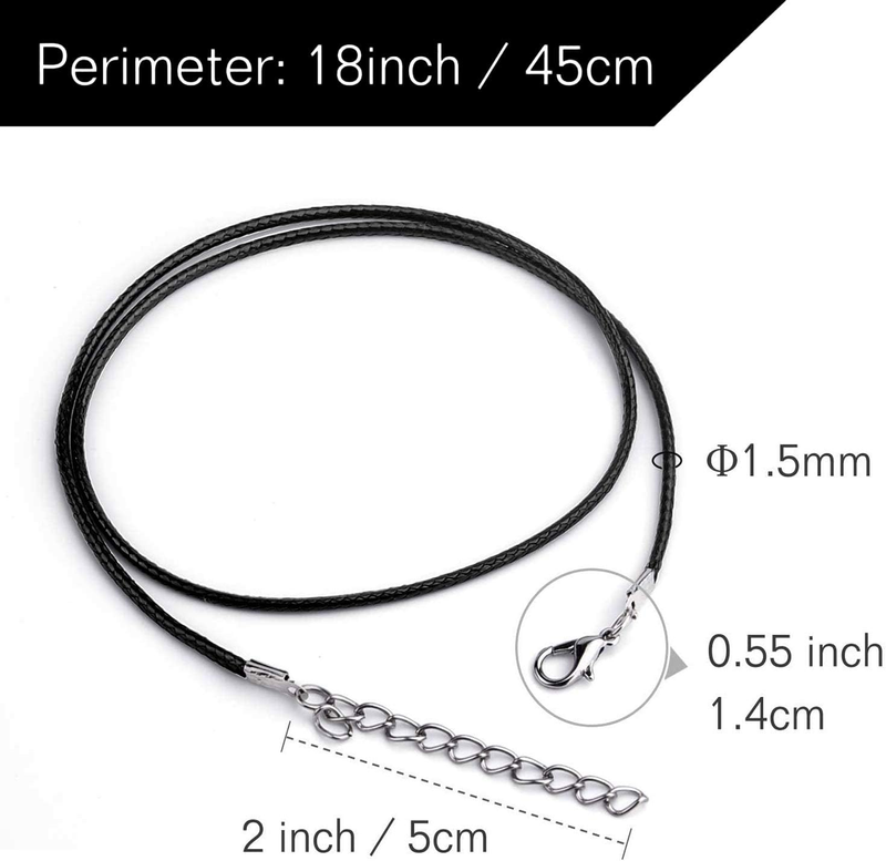 120 Pcs Black Necklace Cord with Lobster Claw Clasp 20 Inches Waxed Cotton Neckl