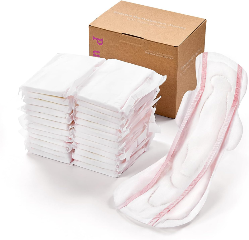 Purcomfy Premium Postpartum Pads with Wings, 24 Count