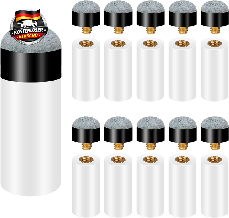 Billard Queue Spitzen Set mit Schraubverschluss 12 mm Ersatz Tipps für Pool Snooker