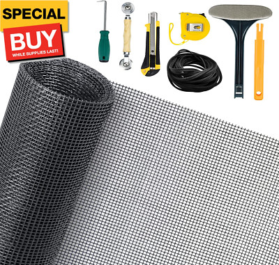 7 PCS Screen Repair Kit - 59'' × 106  Window Screen Replacement with Spline, Roll