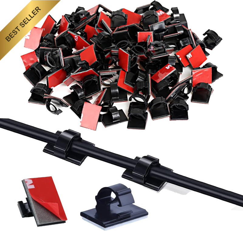 100Pcs 3M Adhesive Cable Clips Cord Organizer Wire Management for Car, Office an
