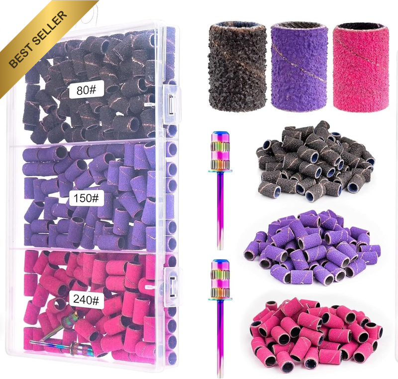 210Pcs Nail Drill Sanding Bands – Fine and Coarse Grit for Electric Nail File, P