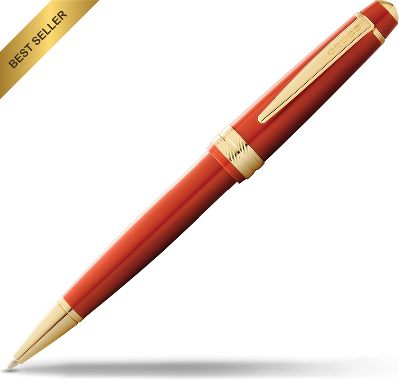 Bailey Light Polished Amber Resin and Gold Tone Ballpoint Pen