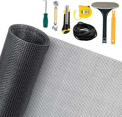 7 PCS Screen Repair Kit - 59'' × 106  Window Screen Replacement with Spline, Roll