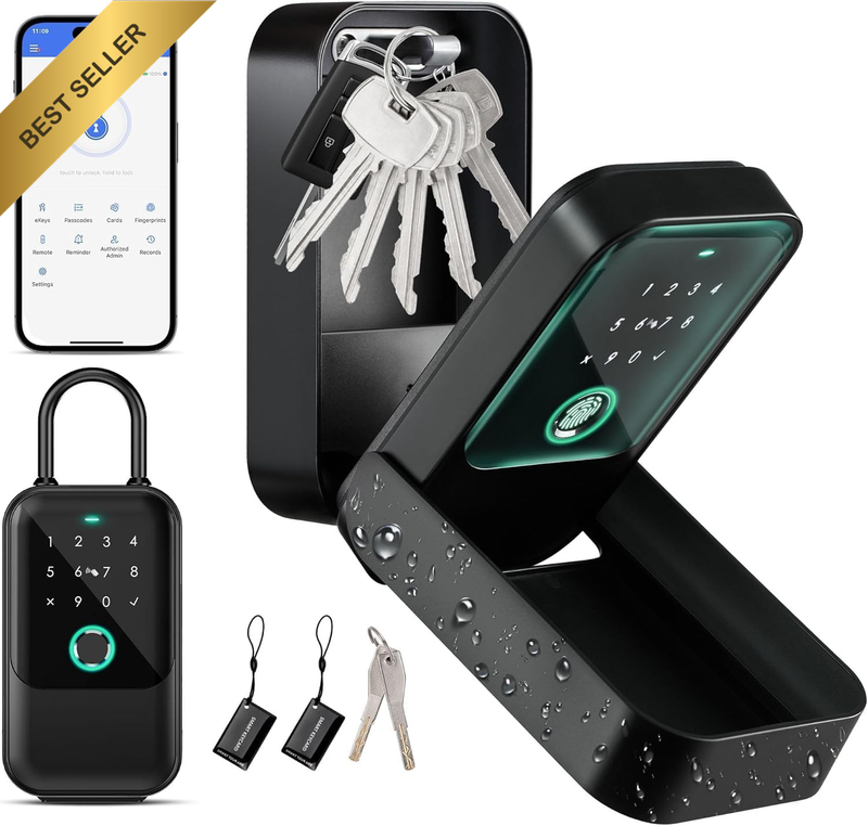 Smart Lock Box Key, Smart Lock with APP Control, Fingerprint, Code, Access Card,
