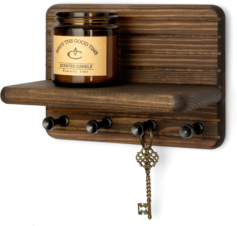 Small Farmhouse Key Holder Wall Mount for Home Decor – Mini 7-Inch Wooden Key Ho