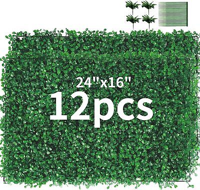 12/24PC Artificial Boxwood Mat Wall Hedge Decor Privacy Fence Panels Grass 24x16