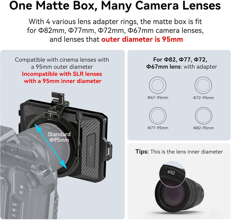 Mini Matte Box Lite with Top Flag for DSLRs and Mirrorless Cameras, Compatible w